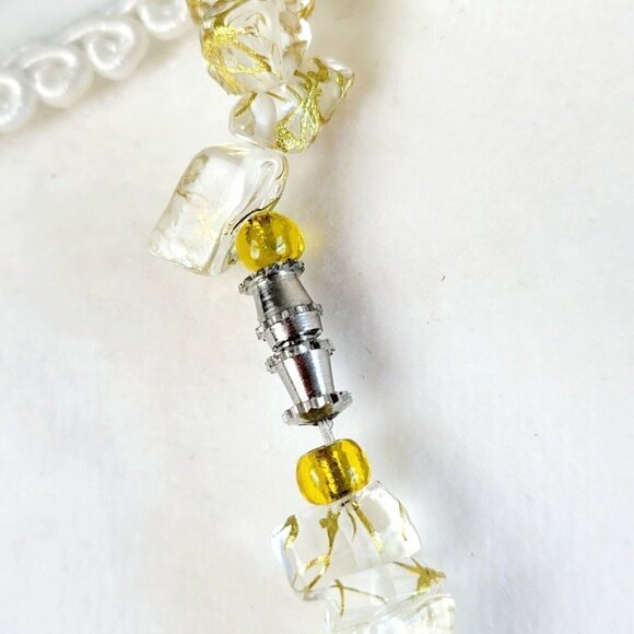 Artisan Chip Necklace Cat's Eye Donut Focal Golden Brown Fall Jewelry Neutrals - Picture 6 of 6